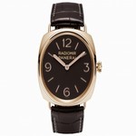 pam00379 Panerai Radiomir Hand-wound mechanical, P.3000 calibre, executed entirely by Panerai, 16? lignes, 5.3 mm thick, 21 jewels, Glucydur? balance, 21,600 alternations/hour. Incabloc? anti-shock device. Power reserve 3 days, two barrels. 160 components