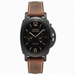 PAM00396 Panerai Luminor 1950 Hand-wound mechanical, Panerai P.2005/B calibre, executed entirely by Panerai, 16? lignes, 9.1 mm thick, 31 jewels, Glucydur? balance, 28,800 alternations/hour. KIF Parechoc? anti-shock device. Power reserve 6 days, three barrels. 239 components. Movement components with black galvanic coating