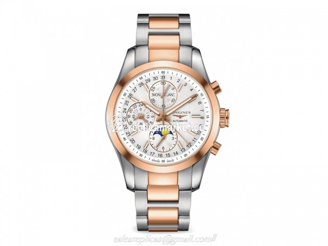 L27985727 Longines Conquest Self winding mechanical chronograph moon phase movement beating at 28'800 vibrations per hours and providing 48 hours of power reserve Moment Caliber: L678
