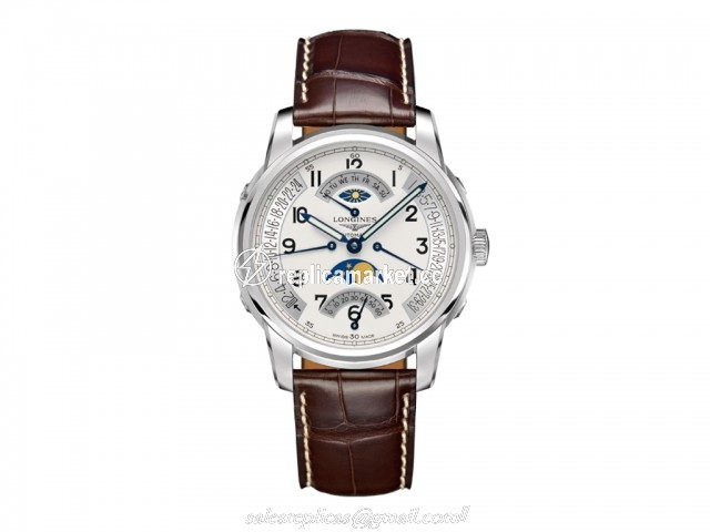 L27644730 Longines Saint-Imier Self winding mechanical movement with 4 retrograde functions and moon phase beating at 28'800 vibrations per hours and providing 48 hours of power reserve Moment Caliber: L707
