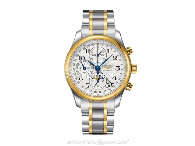 L27735787 Longines Master Collection Self winding mechanical chronograph moon phase movement beating at 28'800 vibrations per hours and providing 48 hours of power reserve Moment Caliber: L678