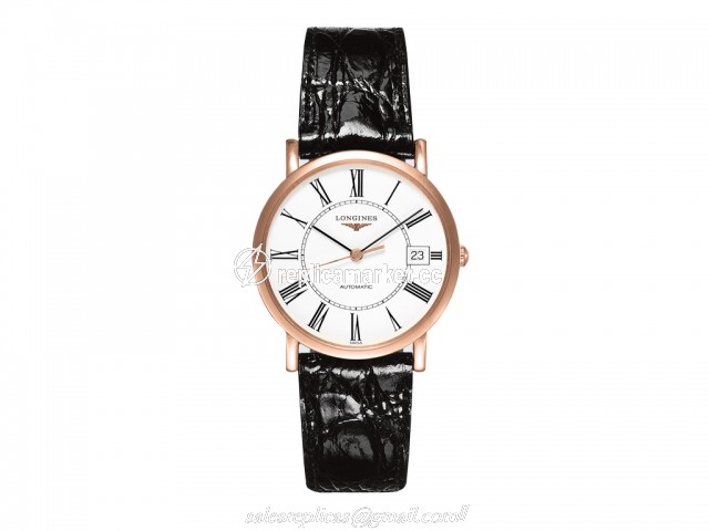 L47788110 Longines Elegant Self winding mechanical movement beating at 28'800 vibrations per hours and providing 42 hours of power reserve Moment Caliber: L619